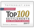 Topverdict.com | California | Top 100 Settlements | All Practice Areas | 2017